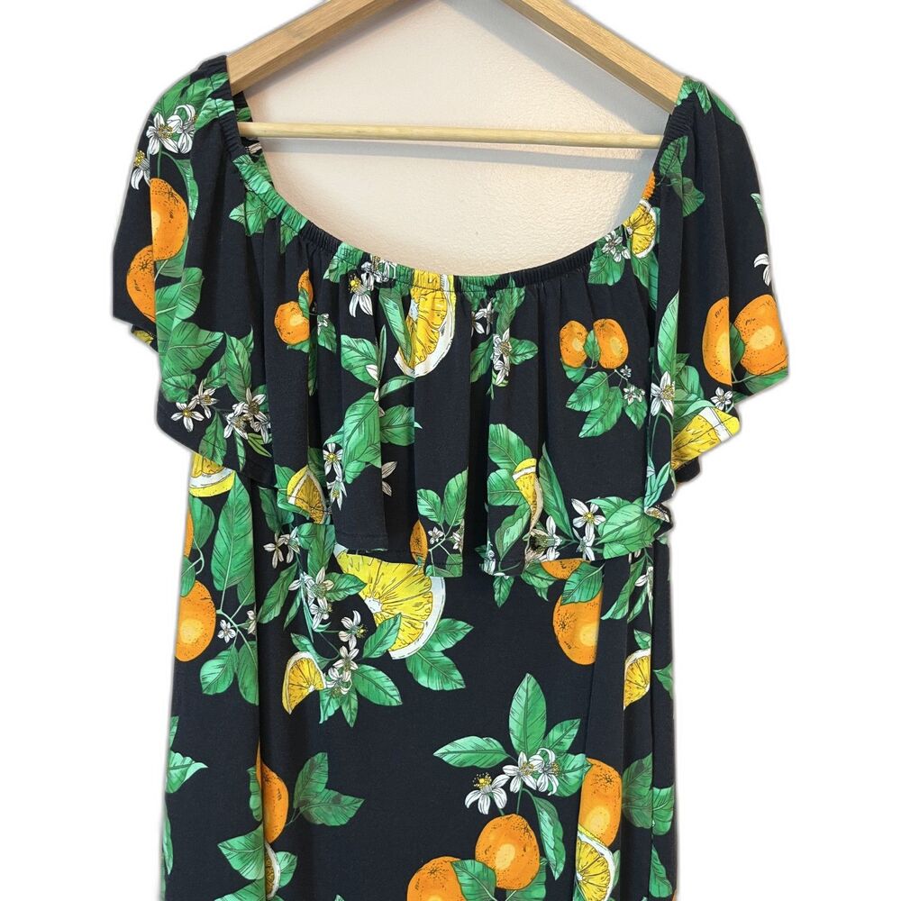 Lane Bryant Convertible Off-The-Shoulder A-Line Dress Sz 22/24 Navy Lemon Print - Picture 6 of 9